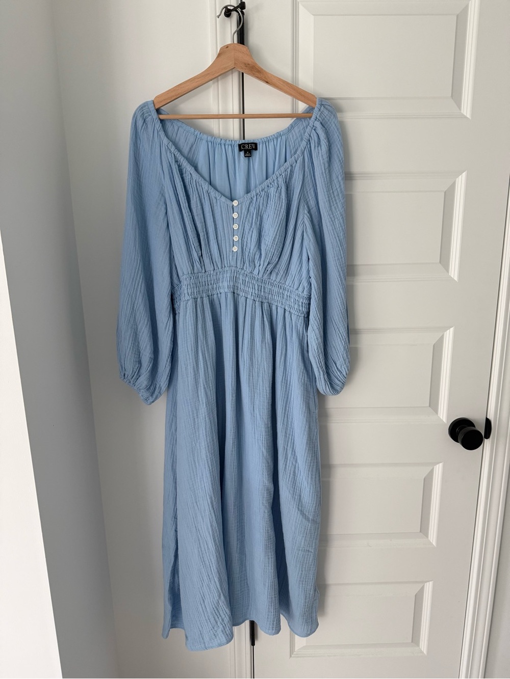 J. Crew Sky Blue Midi Dress with Button Front
